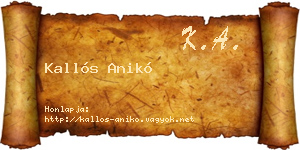 Kallós Anikó névjegykártya